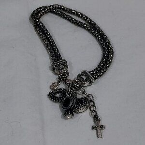 Premier Designs Hostess Exclusive B35 Charm Bracelet Triple Popcorn Chain Silver